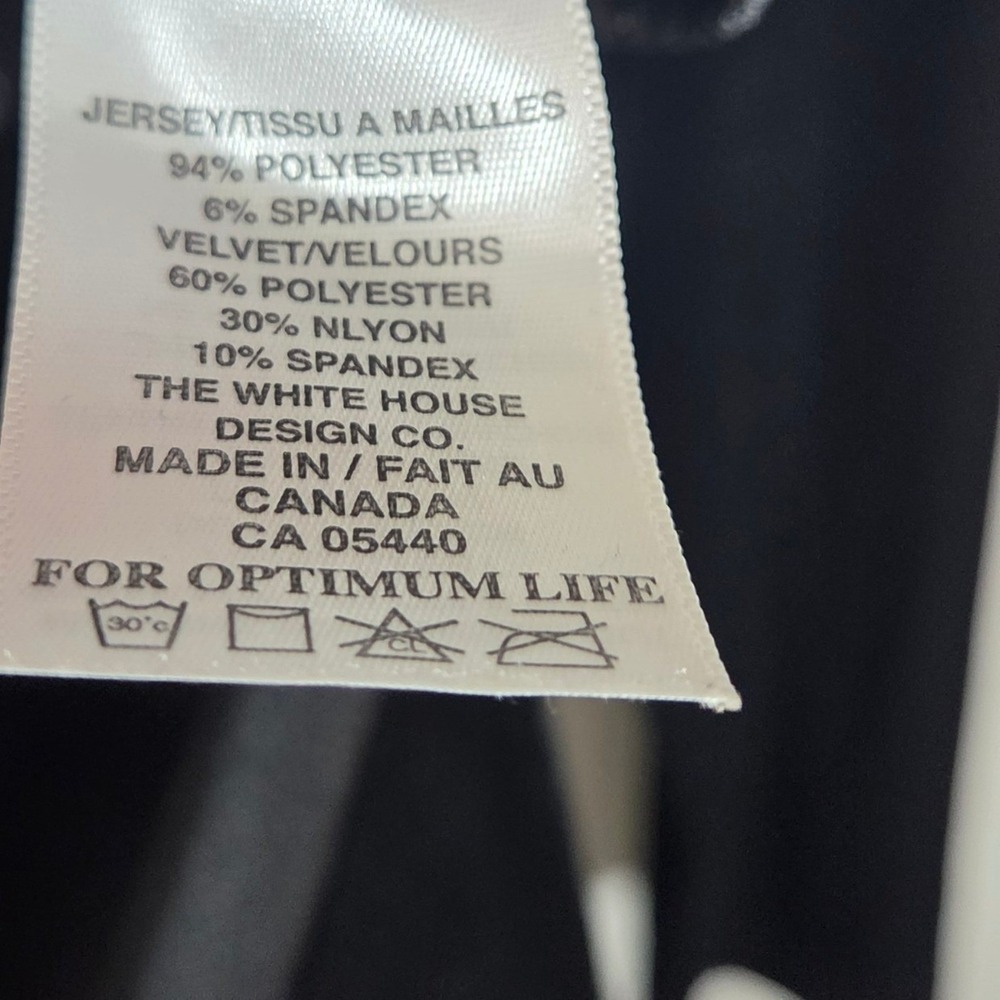Sympli Velvet Top Womens 12 Black Stretch Long Sleeve Made in Canada - Picture 6 of 7